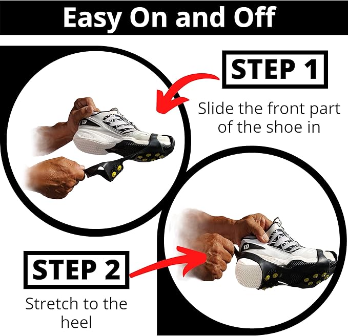 Limm Ice Snow Traction Cleats - Lightweight Crampon Cleats for Walking on Snow & Ice - Anti Slip Grippers Fasten Quickly & Easily Over Footwear - Protable Grips for Shoes and Boots