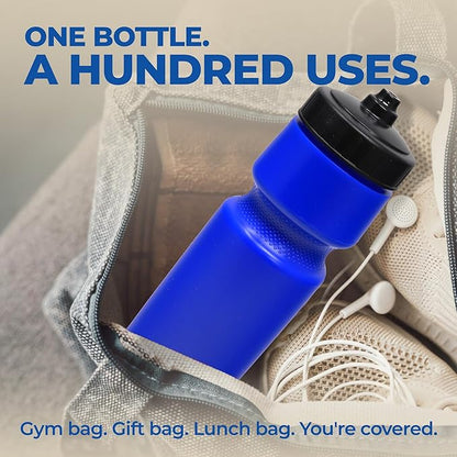 Rolling Sands USA Made 24 oz Sports Squeeze Water Bottles, 8 Pack, BPA-Free, Easy Drink One Way Flow Valve, Fits Most Bike Cages, Dishwasher Safe, Durable, Reusable and Lightweight, Variety