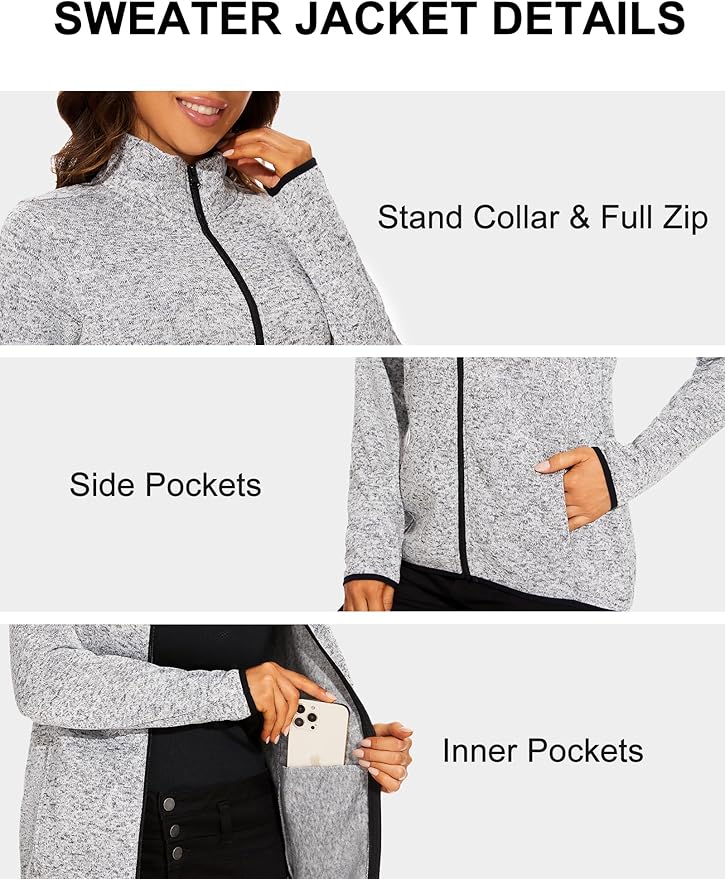 COZZYON Women Fleece Zip Up Jacket Light Sweater Jacket