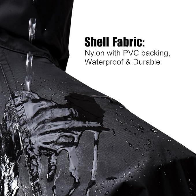 EI Sonador Classic Long Rain Coats for Men, Hooded Raincoats Rainwear for Waterproof Work, Breathable, Rain Jacket Poncho