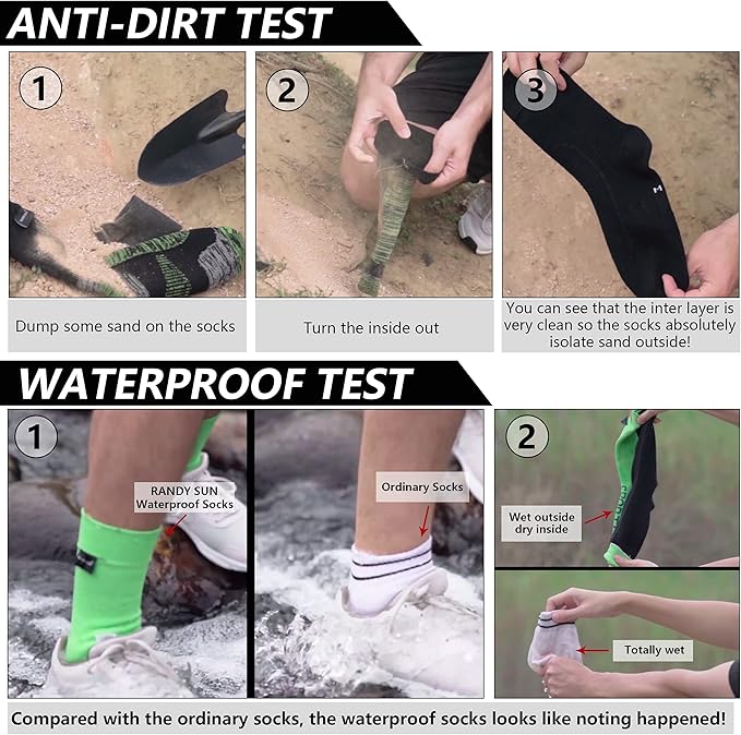 RANDY SUN Waterproof Skiing Socks, [SGS Certified] Unisex Knee High Breathable Hiking Trekking Sock 1 Pair