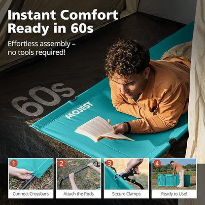 Ultralight Camping Cot for Adults, Portable Folding Camping Bed, Supports 350 lbs - Lightweight for Travel, Camping, Hiking, Backpacking, Mountaineering (Blue)