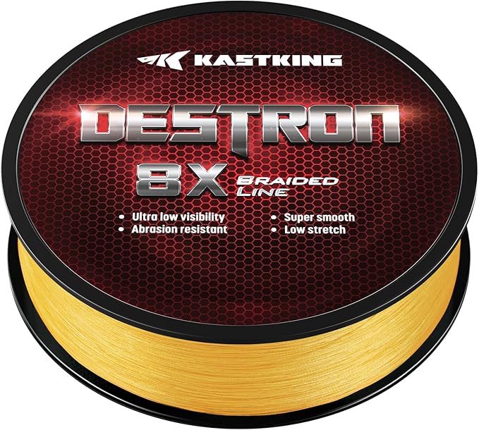 KastKing Destron Braided Fishing Line, Highly Abrasion Resistant, Improved Knot Strength, Ultra-Thin Diameter Superline, Zero Stretch & Memory, CFT “Color Fast Technology”, 75% Thinner Than Mono