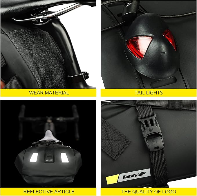 Rhinowalk Waterproof Bike Saddle Bag 10L Under Seat Storage for Mountain Road Biking and Commuting Trips