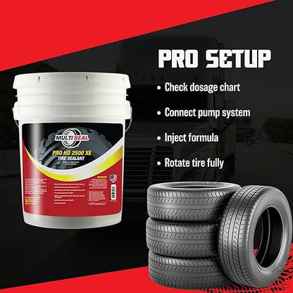PRO HD 2500 XE Industrial-Grade Tire Sealant - Ethylene Glycol Formula - Heavy-Duty Protection - On/Off-Road Applications - Tubeless Tire Sealant - 5-Gallon Pail