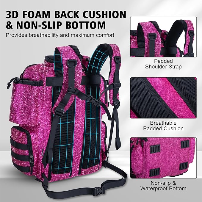 Goture Fishing Backpack,900D Water-Resistant Tackle Backpack with Rod Holders,45L Large Fishing Bag Storage Gear Tackle Bag with Rain Cover,Bottle Holder for Travel Camping Hiking(Without Tackle Box)