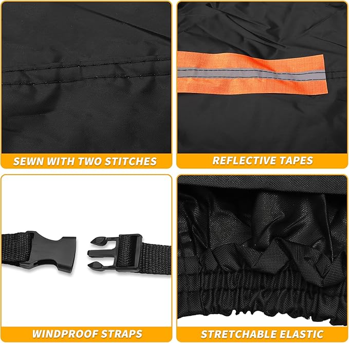 Waterproof All-Weather Universal Car Cover with Right Side Zipper, 210T-PU Black Fits for Wagon 190" to 198" Length