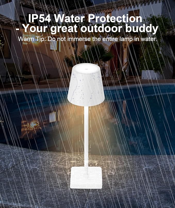 HASUN 2Pack Cordless Table Lamp, LED Rechargeable Desk Lamp, 5200mAh Battery Table Light, Aluminum Shell, 3 Color Stepless Dimming for Outdoor/Patio/Camping White