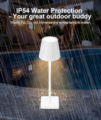 HASUN 2Pack Cordless Table Lamp, LED Rechargeable Desk Lamp, 5200mAh Battery Table Light, Aluminum Shell, 3 Color Stepless Dimming for Outdoor/Patio/Camping White