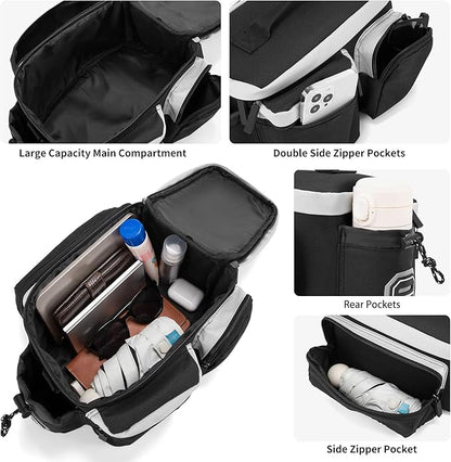 Bike Rear Rack Bag Waterproof Ebike Mountain Bicycle Saddle Bag 12L Cycling Pannier Trunk with Reflector & Shoulder Strap for Commuter Travel Outdoor