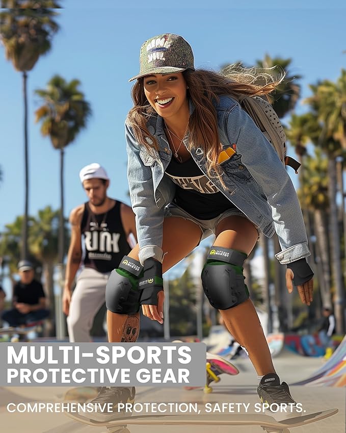 OutdoorMaster Knee Pads for Skating Knee and Elbow Pads for Adult &Youth - Skateboard Protective Gear with Wrist Guards 3 in 1 Saver Series for Skate