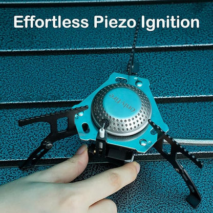 ONLYFIRE Portable Camping Gas Stove, Backpacking Camp Stove with Piezo Ignition, 1LB Propane Adapter, Mini Camp Stove with Carry Bag for Outdoor Cooking, Picnic, Camping and Hiking, GS333