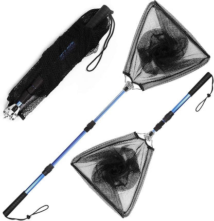 Fishing Net with Long Robust Telescopic Handle for Freshwater and Saltwater,Extend to 50.8 Inch,Foldable Nylon Mesh Landing Net