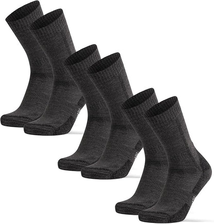 DANISH ENDURANCE Merino Wool Hiking Crew Socks for Men & Women, Cushioned Anti-Blister, Breathable - 3 Pairs
