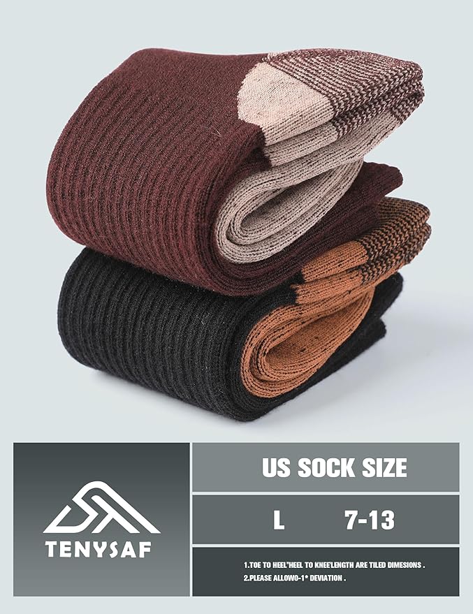 Wool Hiking Socks for Men - Women Lightweight Crew Merino Wool Socks with Cushion for Camping Hunting Work,4 pack