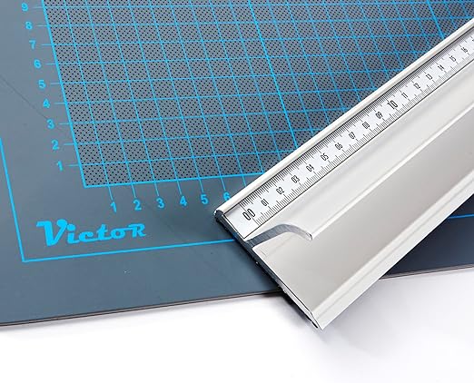 Victor 12-Inch Professional Aluminum Safety Ruler with Finger Guard Edge and Non-Slip Base - Ideal for Precision Cutting and Craft Projects - Durable Cutting Ruler for Safe Use