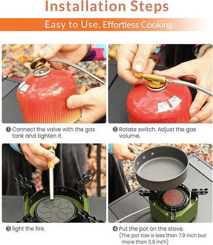 Indwell Single Burner Propane Stove, Camping Stove with Infrared Burner, Adjustable Flame Portable Camp Stoves for Emergencies, Outdoor Cooking, Hiking, Fishing, Portable with Carrying Bag