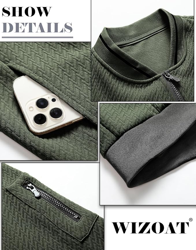 Mens Casual Jacket Loose Fit Lightweight Jacket Varsity Bomber Jacket with Zipper