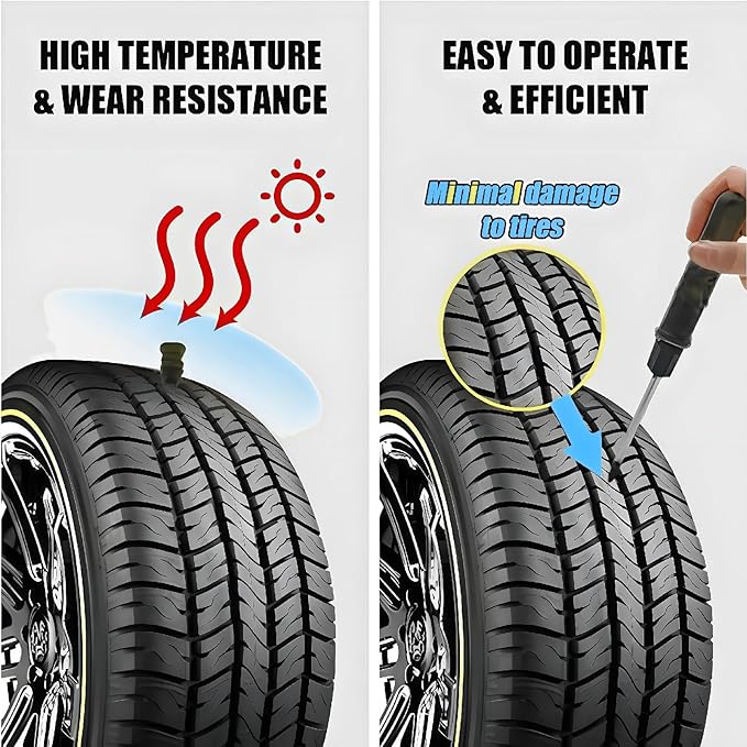 Tire Repair Kit - Permanent Tire Puncture Repair for Car, SUV & Truck, 2 Sizes Professional Radial Tire Plugs Kit, No Need to Take Tire Off, Emergency Flat Tire Fix for On The Road (80pcs)