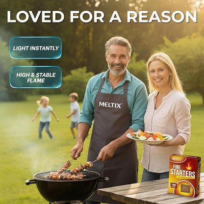 MELTIX 160pk All-Natural Fire Starters for Campfires, BBQ, Grills, Fire Pits & Wood Stoves – Odorless, Waterproof, Long-Lasting Kindling Cubes