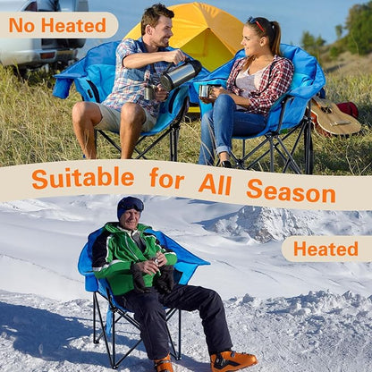 NAIZEA Heated Camping Chairs, Outdoor Heated Camp Chair w/3 Heating Mode, Oversized Heated Chair for Adults, Heavy Duty Folding Camping Chairs for Camping,Fishing,Sports Events,NOT Included Battery