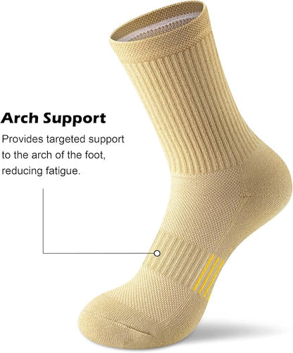 Gonii Women Athletic Crew Socks 5-6 Pairs - Comfort & Cushioned for Running, Hiking, Sports Arch Compression Socks