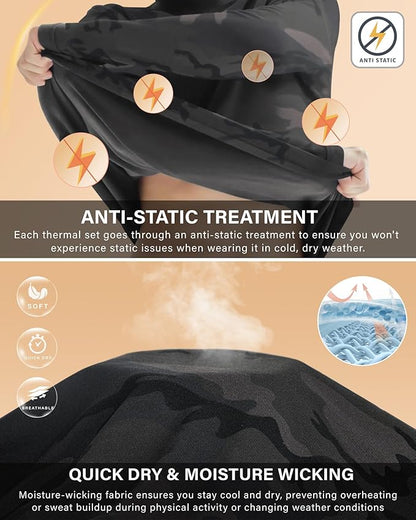 Muezna Men's Thermal Top and Bottom Set Underwear Long Johns Base Layer with Soft Fleece Lined