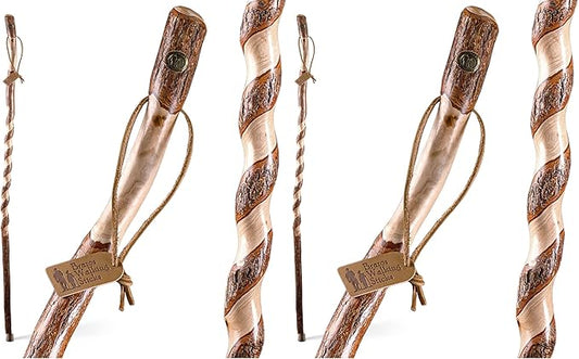 Brazos Rustic Wood Walking Stick, Twisted Sassafras, Traditional Style Handle, for Men & Women, Made in The USA
