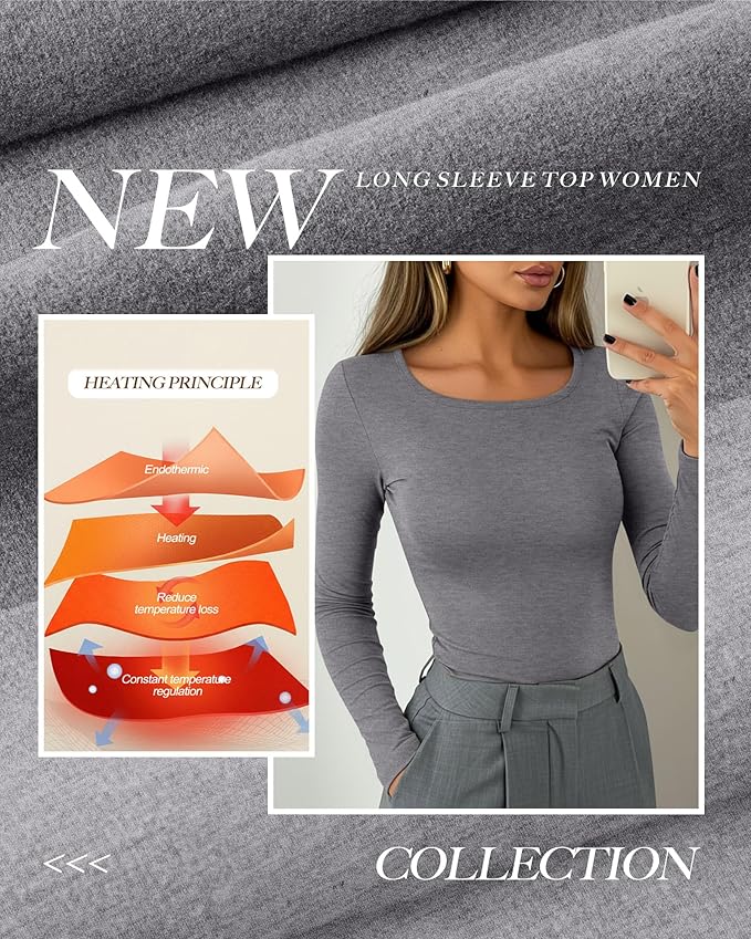 Neer 3 Pack Women's Thermal Shirts Long Sleeve Crew Neck Fleece Lined Undershirts Slim Fit Basic Tops Winter Base Layer