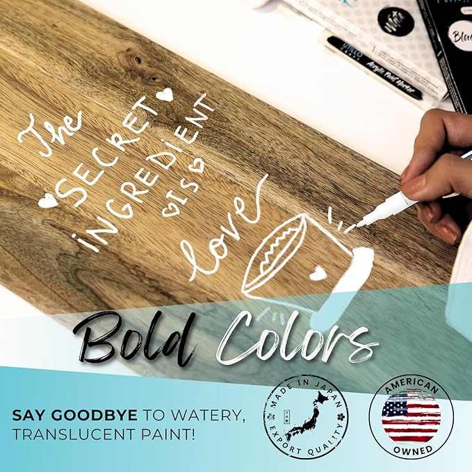 Utillo Craft (8-Pack White Paint Pens | Medium Tip Made in Japan | Bold Color+100% Coverage on Rock, Wood, Fabric, Glass, Paper, Plastic, Metal, Canvas | 2-3mm White Acrylic Paint Markers