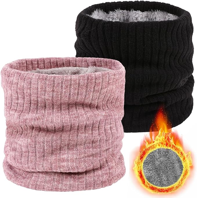 Winter Fleece Neck Warmer Mens Ski Mask Face Warmer Neck Gaiter Neck Scarf Women Thick Windproof 2 Pack
