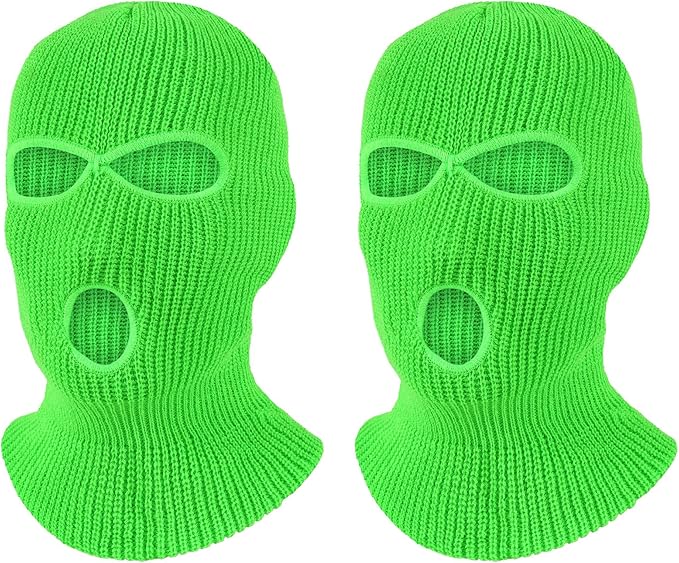 Pukavt 2 Pack 3 Hole Winter Knitted Mask, Full Face Cover Ski Mask Warm Balaclava for Skiing, Motorcycle, Snowboard