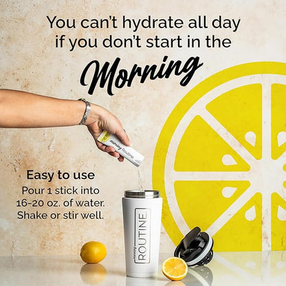 ROUTINE Morning Daily Hydration | Electrolyte Powder Packets with Apple Cider Vinegar, Lemon, and Sea Salt | Keto & Paleo-Friendly Electrolyte Drink Mix (5 Pack)