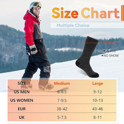 Sunew Warm Thermal Socks 4 Pack, Mens Womens Winter Heated Outdoor Skiing Thermal Socks