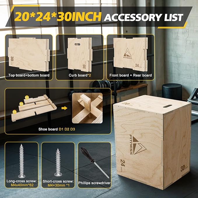 GIKPAL Plyo Jumping Exercise Box, High-Density Foam Plyometric Jump Box for Home Gym Workout, Multiple Size Box Jumps for Step-Up, Box Squat, Explosive Training