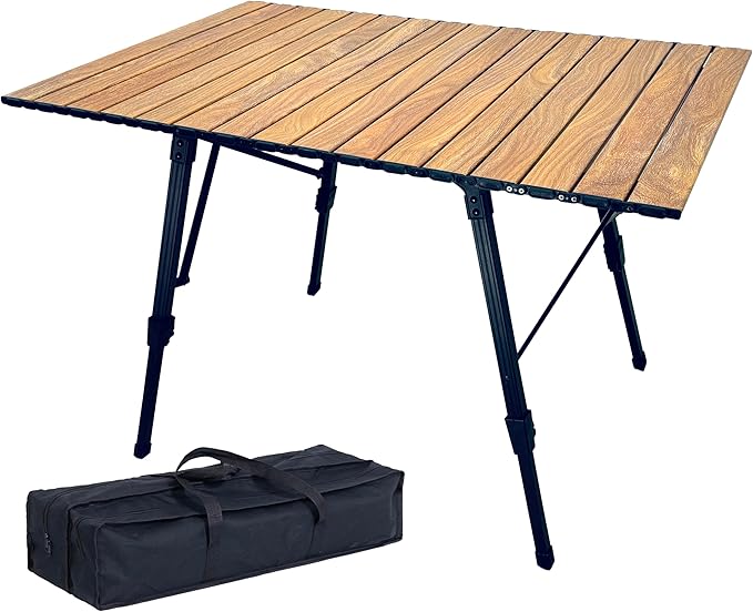 Portable Adjustable Camping Table - Sturdy Aluminum, Oversized Foldable Surface for Outdoor Picnic, BBQ, and Indoor Use