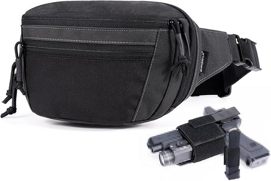 SHANGRI-LA Tactical Concealed Carry Fanny Pack for Men and Women, Low-Profile CCW Waist Bag, with Pistol Holster and Mag Holder, Multi-Use for Hiking, Travel, EDC