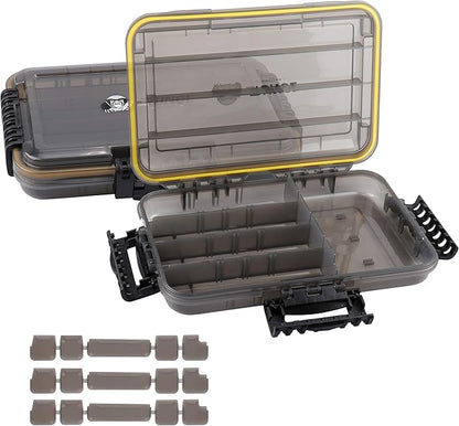 RUNCL Fishing Tackle Box, Unique Sun Protection Waterproof 3600 3700 Tray, Thicker Floating Airtight Stowaway with Adjustable Dividers for Freshwater Saltwater, Plastic Storage Box 1/2Pack