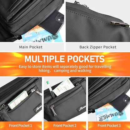Waist Pack Bag Fanny Pack for Men&Women Hip Bum Bag with Adjustable Strap for Outdoors Workout Traveling Casual Running Hiking Cycling (Black-1)