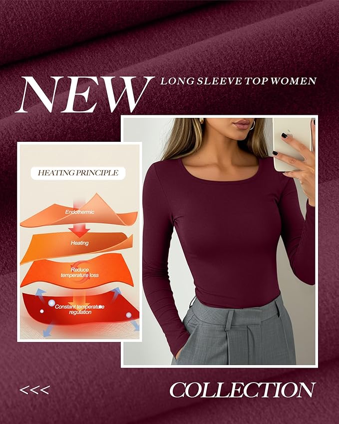 Neer 3 Pack Women's Thermal Shirts Long Sleeve Crew Neck Fleece Lined Undershirts Slim Fit Basic Tops Winter Base Layer
