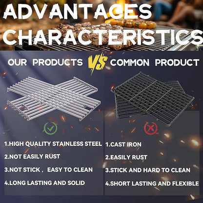 1 Pack 8mm Stainless Steel BBQ Cooking Grill Grate Replacement Part for 16517 Bull 18248 LP,18249 NG,65073 L60000 L75000 L90000, BBQ Angus 47628, Brahma, Lonstar Select, Outlaw Steer Premium