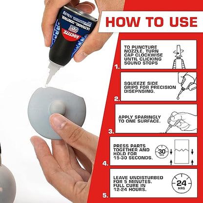 Loctite Super Glue Ultra Gel Control, Clear, 0.14 fl oz Bottle, 2 Pack - Superglue for Plastic, Wood, Metal, Crafts & Repair, Cyanoacrylate Adhesive Instant Glue, Quick Dry