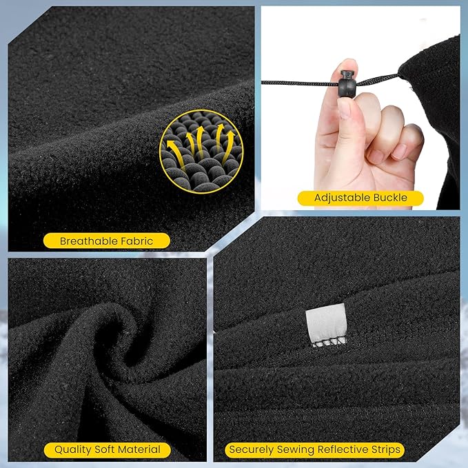 Winter Neck Warmer Gaiter for Men: 4 Pack Reflective Face Mask Cover Hi Vis Balaclava for Outdoor Work Sports Safety