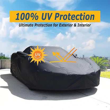 All Weather Waterproof car Cover Good for rain Snow uv Protection dust Compact Hatchback Golf GTI i3 Civic Elantra Soul Versa Black