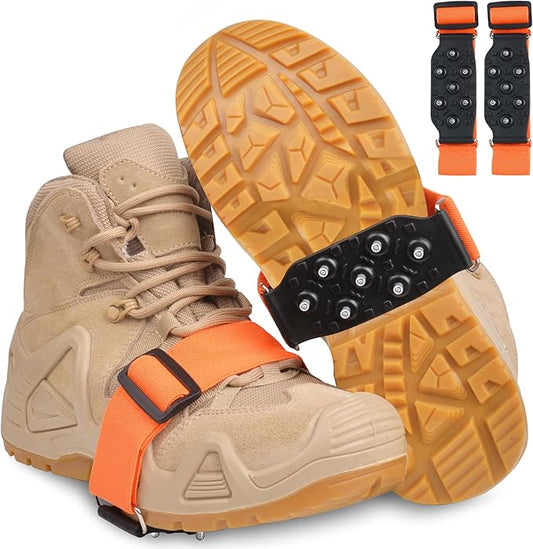 Mid-Sole Ice Cleats for Shoes and Boots Non Slip Ice Shoes Gripper Crampons for Hiking Boots Women Men Outdoor Indoor Traction Cleat Walking on Snow Winter Ice Fishing Gear