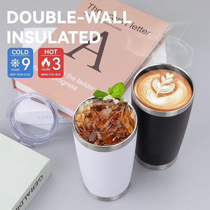 HASLE OUTFITTERS 20oz Stainless Steel Tumblers Bulk, Insulated Travel Cup with Lid, Double Wall Vacuum Coffee Mug for Cold & Hot Drinks 12 Pack, Light Purple