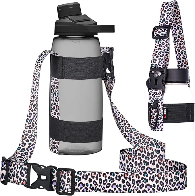 HEYSKAY Water Bottle Holder With Handle and Adjustable Shoulder Strap, Sling With Carabiner for 12oz-40oz Hydro Flask, Sports, Gym, Hiking, Camping, Walking