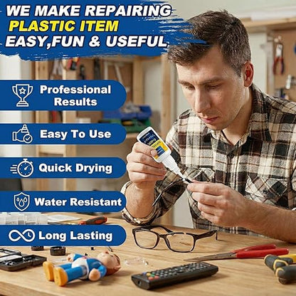 Super Glue for Plastic 100g, Heavy Duty Plastic Glue Model Kit for Legos and Miniature, Strongest Plastic Adhesive Bonder for PLA, 3D Print, Car, ABS, PVC, Acrylic, Craft, Best Plastic Glue