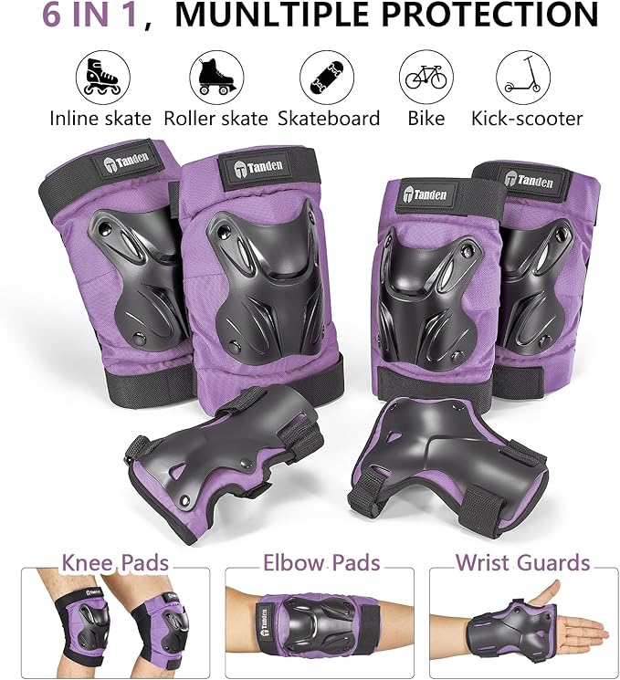 Skating Protective Gear Knee and Elbow Pads Wrist Guards for Roller Skating Skateboarding, Skate Pads Adult Knee Pads