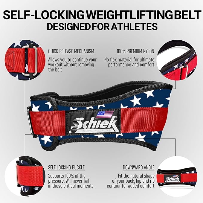Schiek Sports Model 2004 Nylon 4 3/4" Weight Lifting Belt - Black